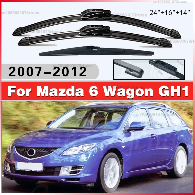 

24"+16"+14" For Mazda 6 Wagon GH1 2007-2012 2008 2009 2010 Wiper Front & Rear Wiper Blades Windshield Windscreen Window Brushes