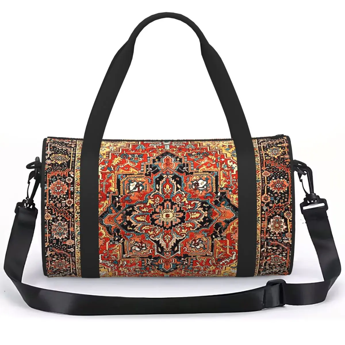 Heriz Persian Carpet Print Luggage Bag Large Capacity Duffle Tote Bag Handbags Gym Bags Fitness Bag for Boys Girls