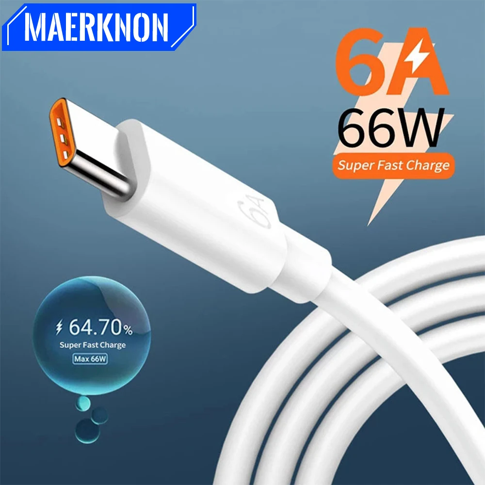 6A Type C Cable Charger 67w for Xiaomi Redmi 13 12 11 10 Pro POCO Fast Charging Huawei Honor OPPO VIVO Mobile Phone USB C Cable