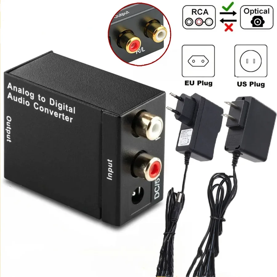 Analog To Digital ADC Audio Converter Optical Coax RCA Toslink Audio Sound Adapter SPDIF Adaptor for Apple TV for Xbox 360 DVD