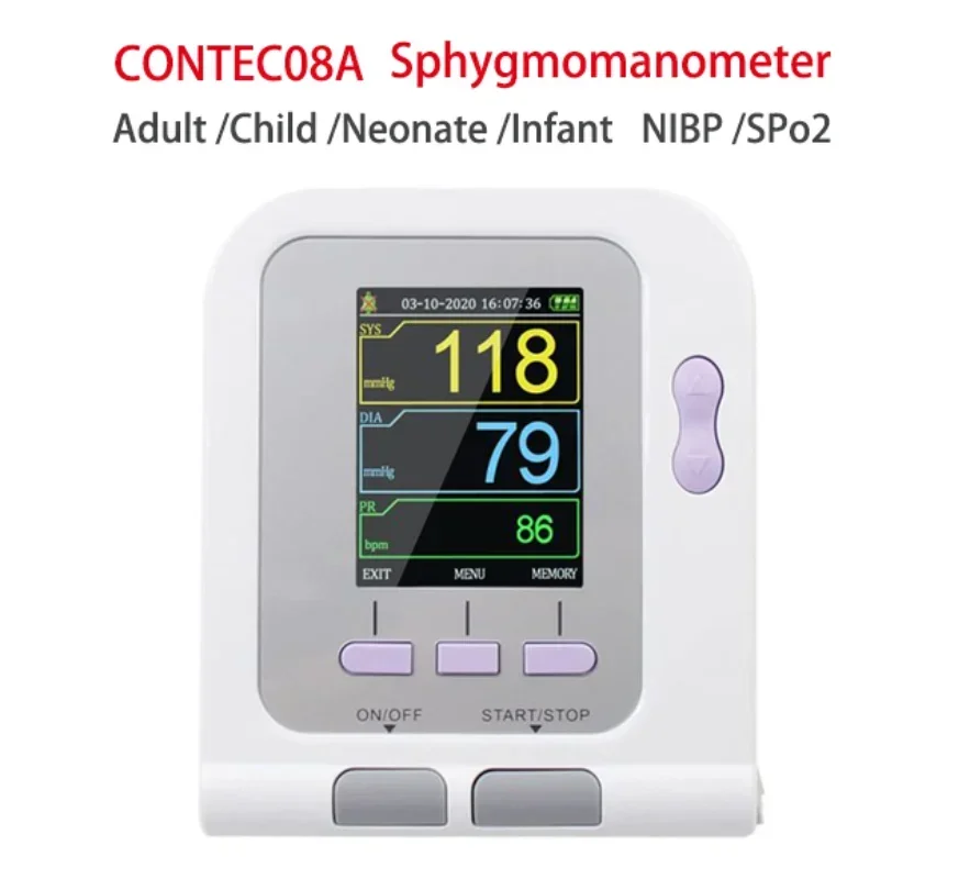 

CONTEC08A Digital Sphygmomanometer Electronic Blood Pressure Monitor SPO2 NIBP Machine Adult Child Baby with Software Wholesale