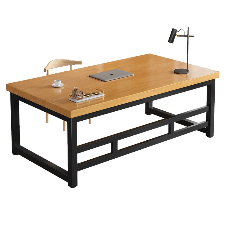 

Компьютерный настольный стол из цельного дерева, простой современный студенческий домашний двойной длинный стол