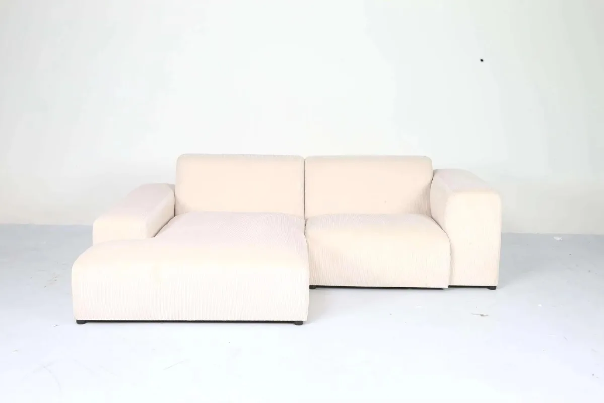 Large luxury L-shaped convertible combination sofa, down-filled modern sofa with ottoman, deep seat cloud sofa