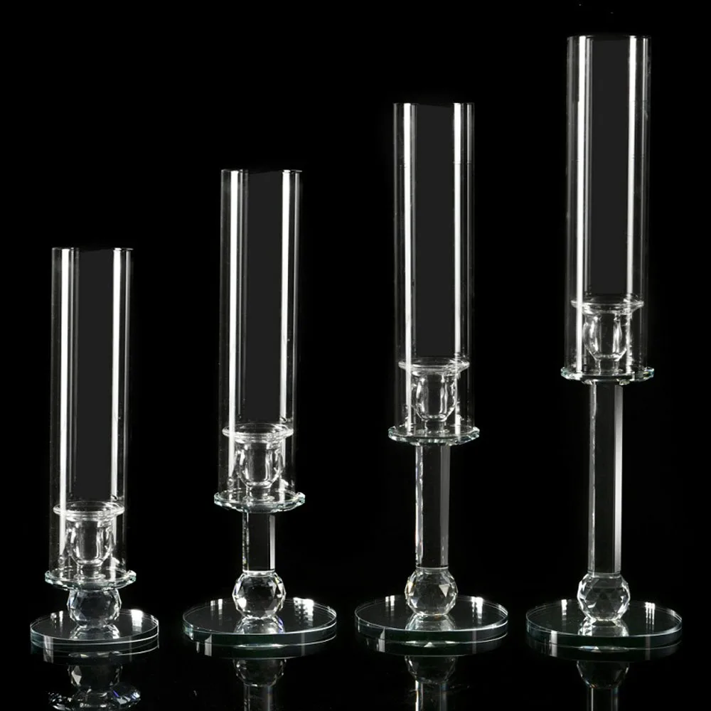 35cm-50cm Clear Candlestick Glass Candle Holders for Home Decoration Table Centerpiece Wedding Party Dining Event Decor