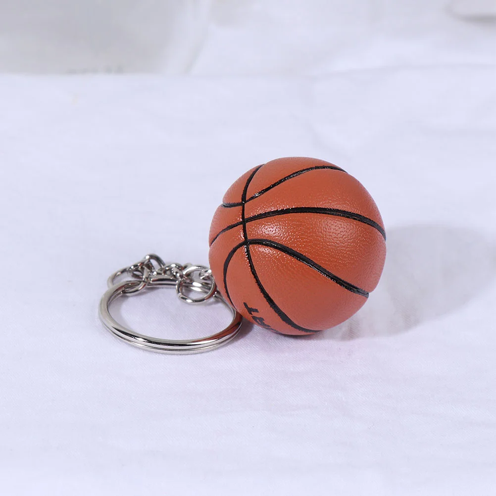 2 Pcs Simulation Basketball Pendant Mini Keychain Adornment Ring Creative Alloy Keyring Baby Decoration