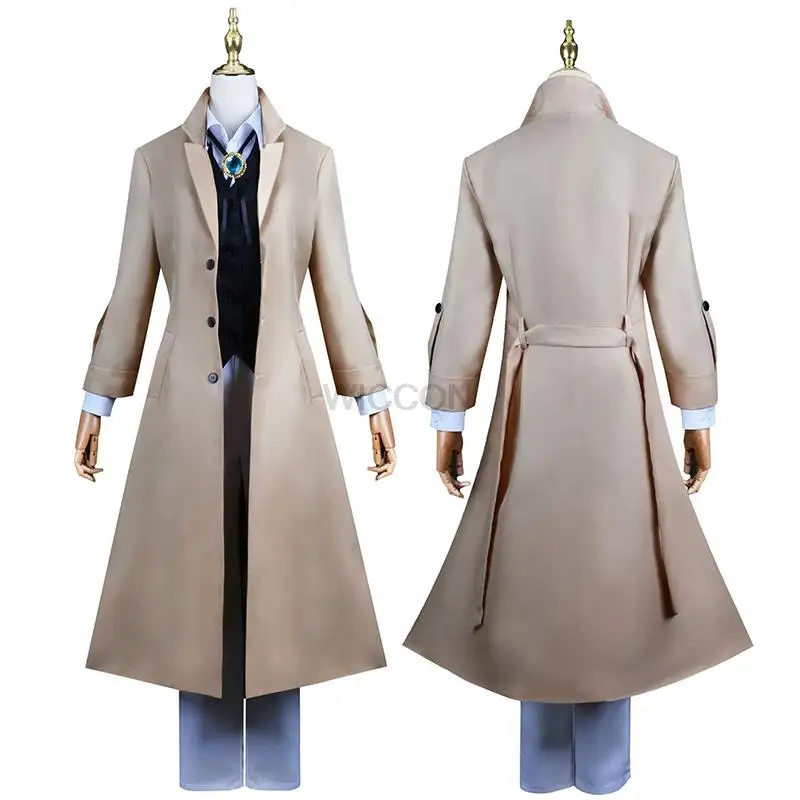 Dazai Osamu Cosplay Bungo Stray Dogs Cosplay Costume Long Jacket Coat Suit Adult Men Anime Halloween Christmas Clothing Costume