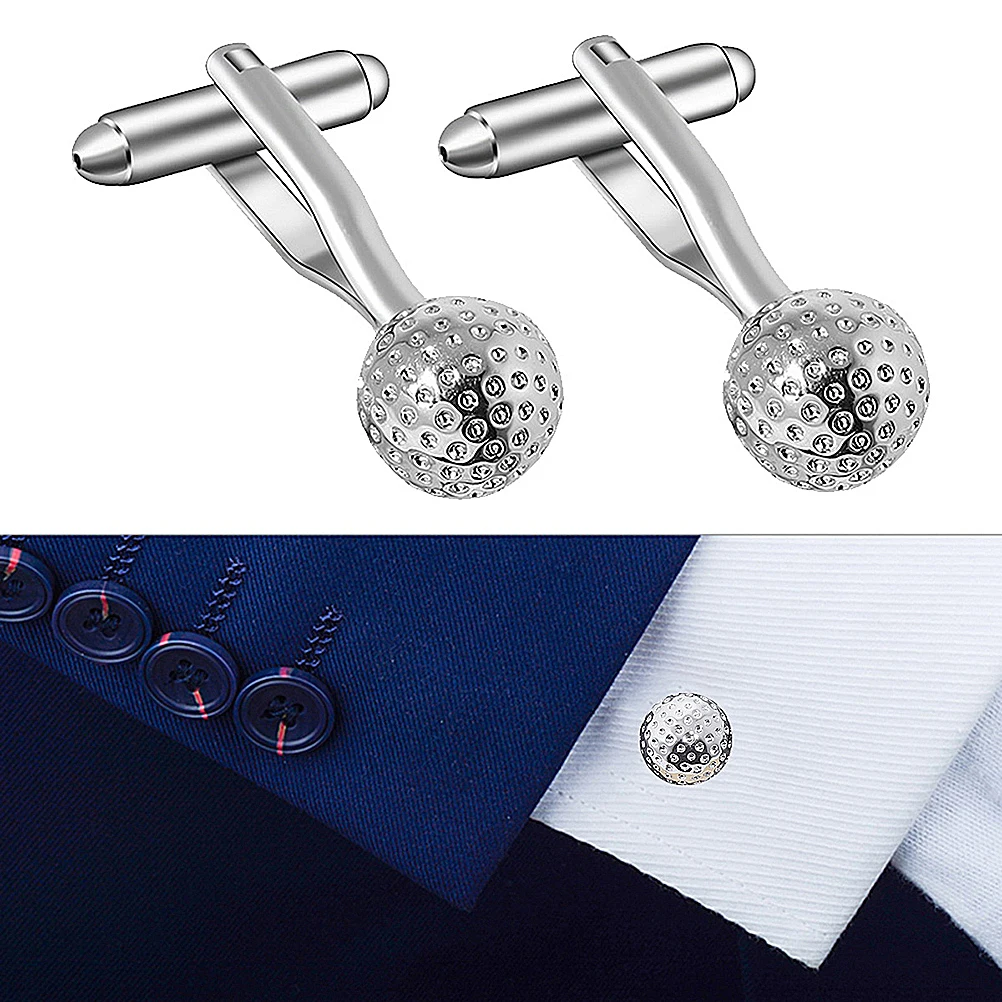 銅ボールカフスリンク耐久性のある軽量ビジネススリーブボタン男性用電着光沢のある金属カフスゴルフスリーブ