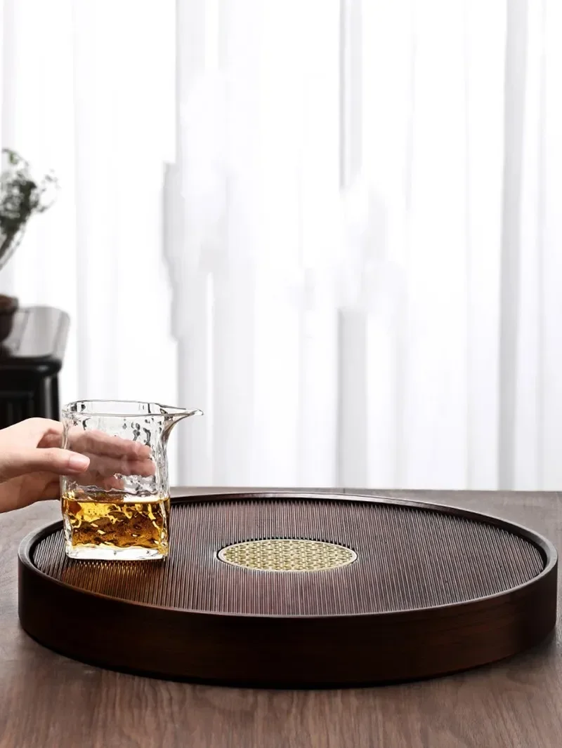 Bamboo Tea Tray Board Storage Table Plate Saucer Round Chinese Set Pu'er Tools Kung-fu