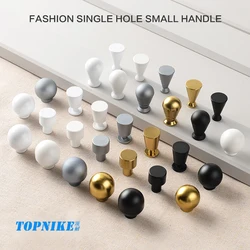 Modern Round Black Handle Dresser Drawer Pulls Wardrobe Cabinet Door Handles Single Hole White Small Mini Knobs For Furniture