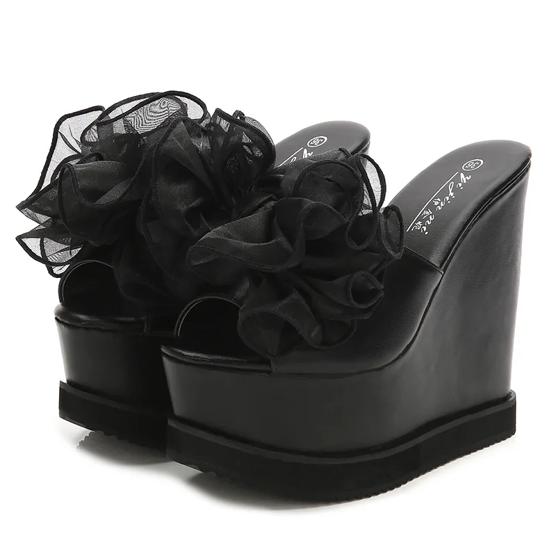 

Летние модные женские туфли на каблуке 15 см, женские тапочки на танкетке с неглубоким носком и стразами на высоком каблуке