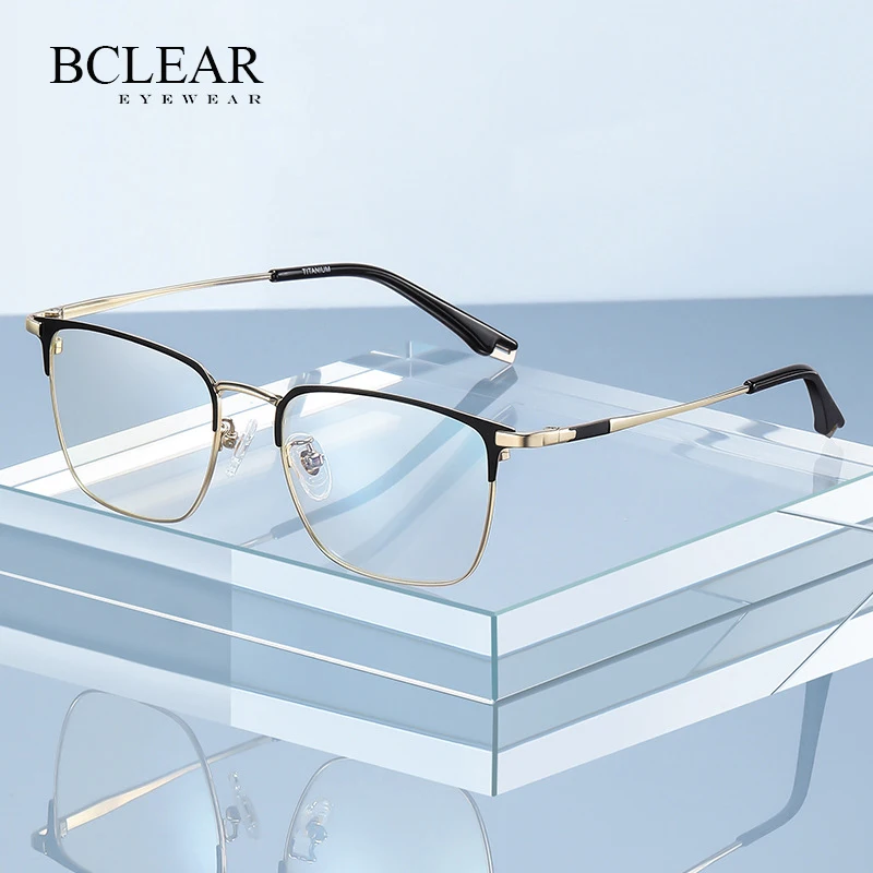 

New Arrival Fashion Pure Titanium Spectacle Men's Business Eyeglass Frames Ultra-light Full Rim Optical Prescription Eyewear