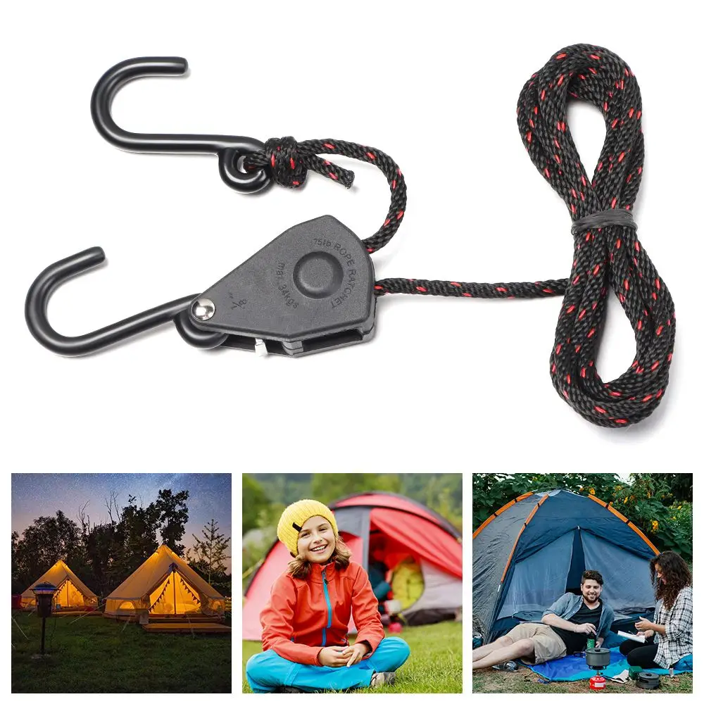 1/4 1/8 Inch Camping Tool Awning Wind Rope Ratchet Hangers Tensioner Fixed Buckle Pulley Adjustable Rope Fastener