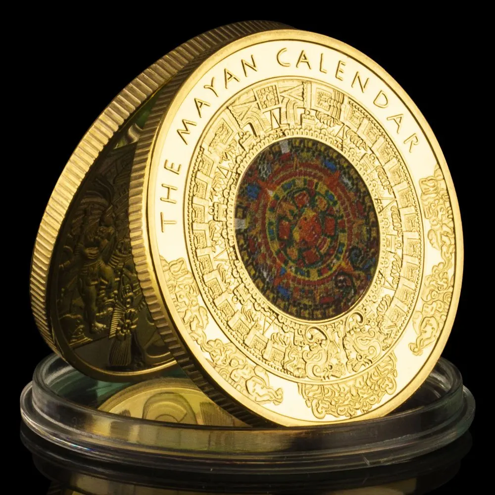 Moneda de recuerdo de calendario Mayas, moneda conmemorativa coleccionable chapada en oro, regalo creativo Mayas