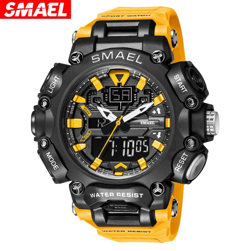 SMAEL 8053 relojes electrónicos de moda para hombres calendario luminoso Esfera Grande multifunción impermeable deportes al aire libre reloj de pulsera masculino