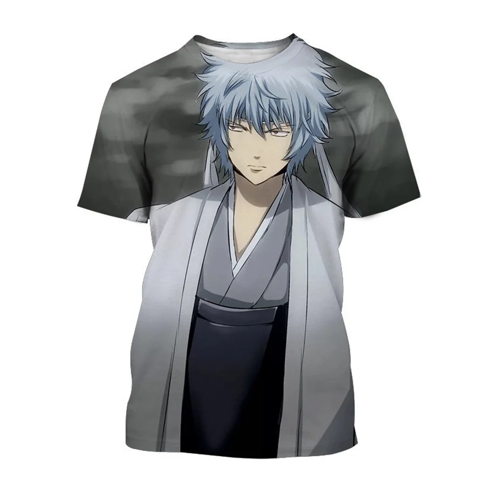 Verano Gintama Anime Caliente 3D Popular Camiseta Handsome boy crew neck T-shirt