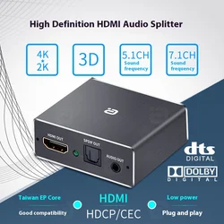 HD360PRO Ekstraktor audio kompatybilny z HDMI HDCP CEC TOSLINK SPDIF Konwerter 3,5 mm RCA 4K x 2K 3D Adapter rozgałęźnika zgodny z HDMI