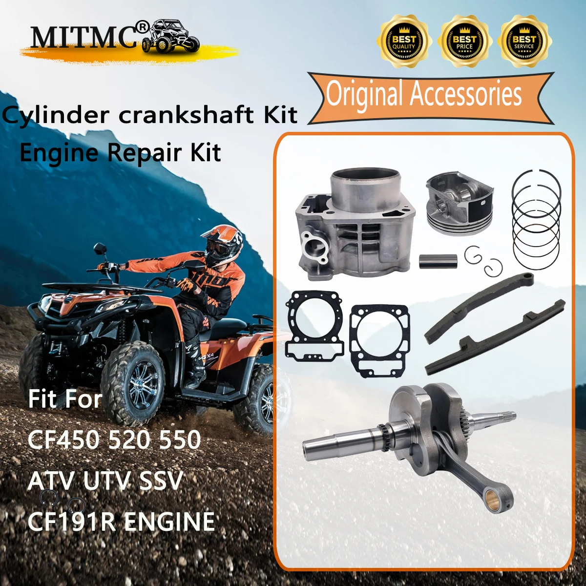 Zestaw cylindra wału korbowego zestaw tłoka do CF 500 Cforce Zforce Uforce 450 520 550 191R części silnika ATV UTV SSV 0GR0-023100