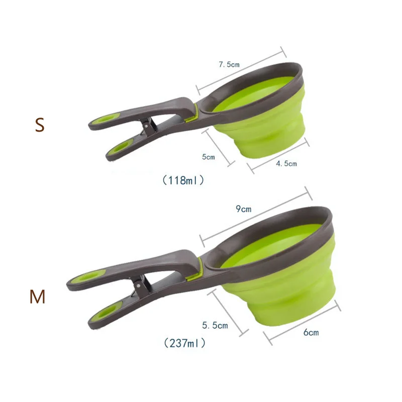 Folding Silicone Pet Bowl Food Spoon Foldable Food Bag Water Bowl Measuring Cup Dog Food Spoon