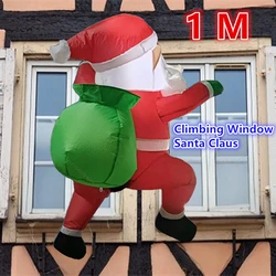 Inflatable climbing window Santa Claus carrying gifts, built-in LED, indoor and outdoor decoration gifts for Christmas parties