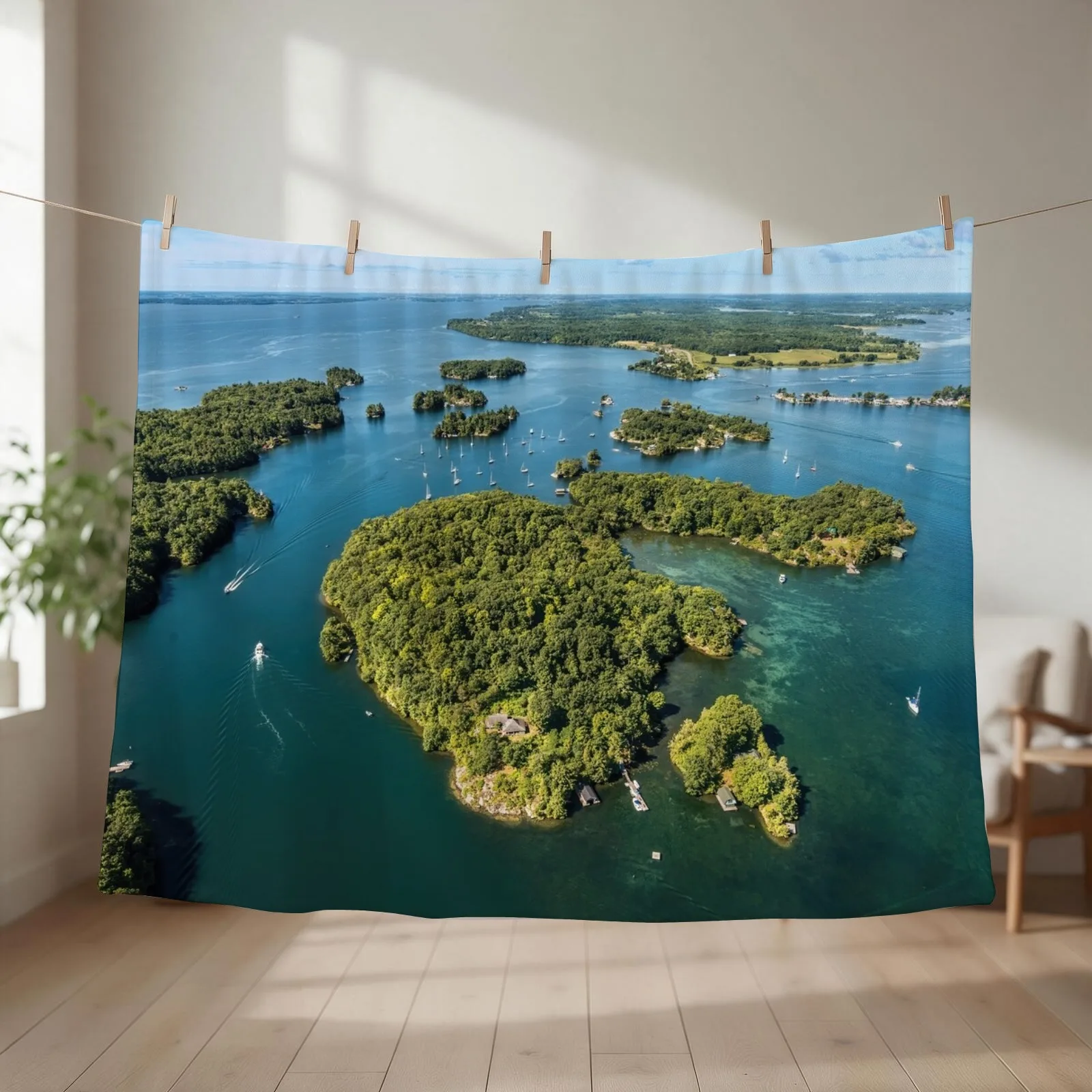 Thousand Islands and the St. Lawrence River in Gananoque, Canada Throw Blanket