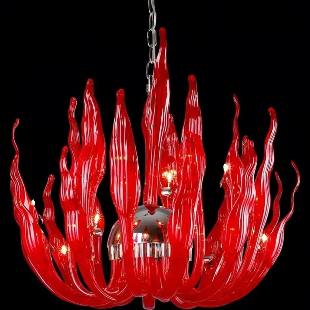 Modern Style Murano Chandelier Red Glass Medium Dimmable Hanging Switch Controlled Indoor Use Family Villa Office Hotel