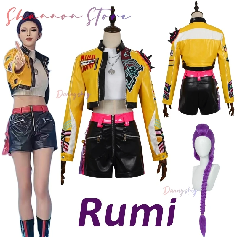 

K-Pop Demon Hunters Rumi Cosplay Costume Wig Uniform Halloween Carnival Party Christmas Play Role Clothes Clothing Women