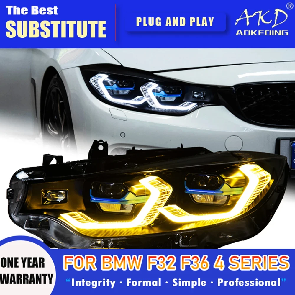 AKD Head Lamp for BMW F32 F36 M4 F82 LED Headlight 2013-2019 Headlights 425I DRL Turn Signal High Beam Angel Eye Projector Lens