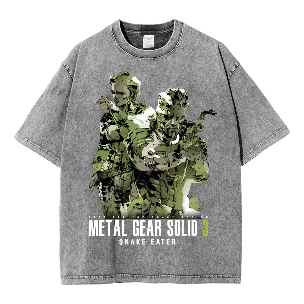 Game Metal Gear Solid 3 Snake Eater Naked Snake The Boss Vintage Washed T-shirt Men Women Clothing Fashion Short Sleeve T Shirts