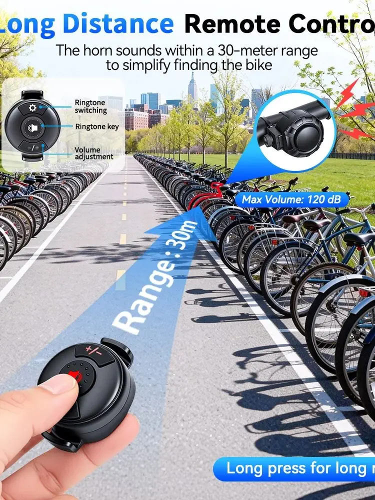 AliExpress NONE Rockbye Bicycle Electric Bell Rechargeable MTB Scooter Road Bike Handlebar Horn 3 Modes Sound Alarm Ring Bell Cycling Accessorie