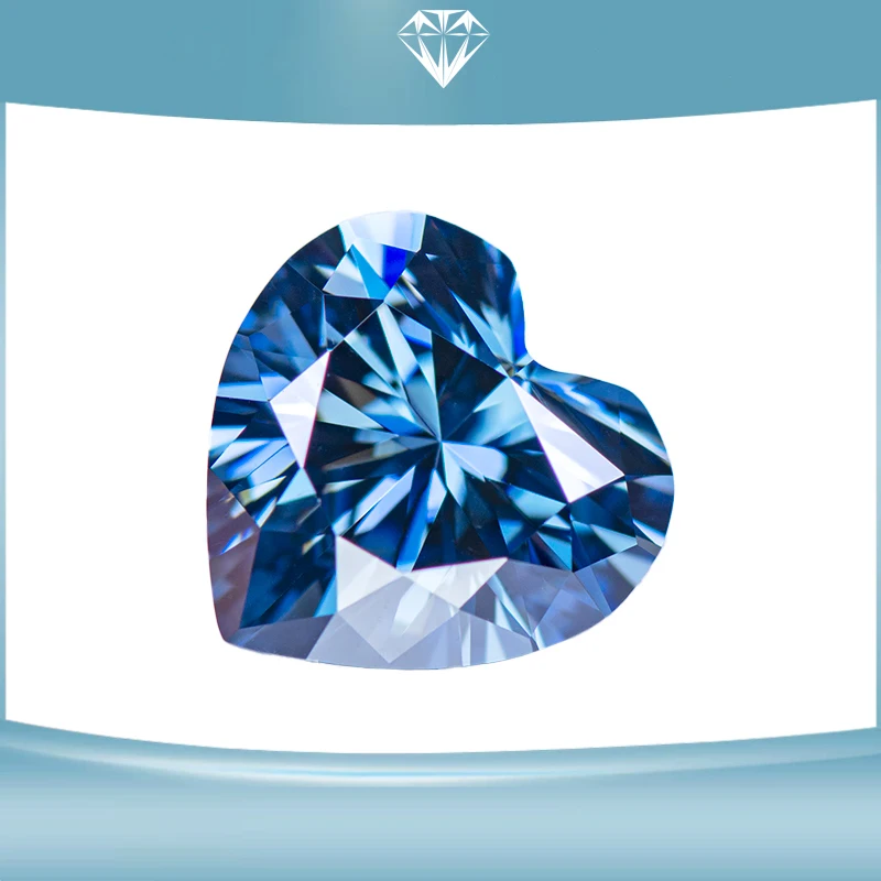 

Moissanite Diamond Royal Blue Color Heart Cut VVS1 for Gemstone Jewels Material for Pendants and Earrings WIith GRA Certificate