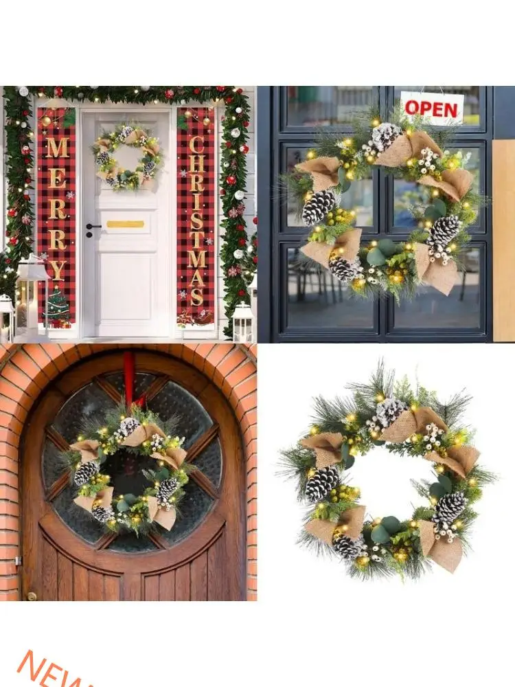 

Decorative Festival Holiday Wreath with Branches Embellishments and Pine Cones