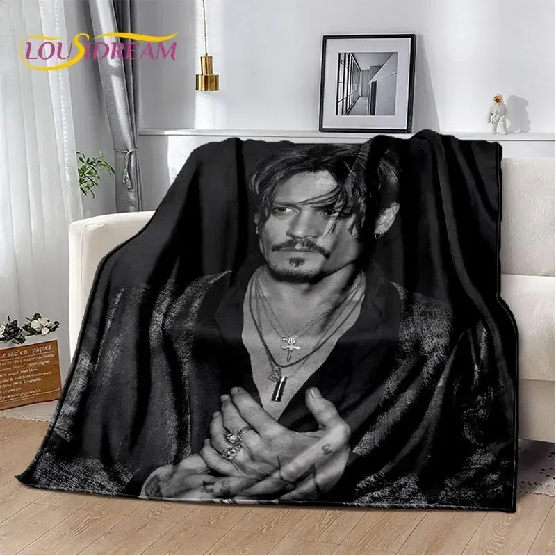 Cobertor de pelúcia macio da série Johnny Depp com impressão 3D, cobertor de flanela para sala de estar, quarto, cama, sofá, capa de piquenique