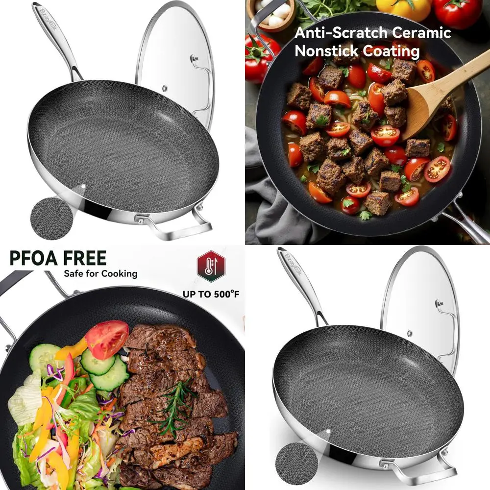 

Ceramic-Coated 13 Tri-Ply Chef Pan with Lid, Nonstick Induction-Ready, Oven and Dishwasher Safe, Detachable Handle for All Stove