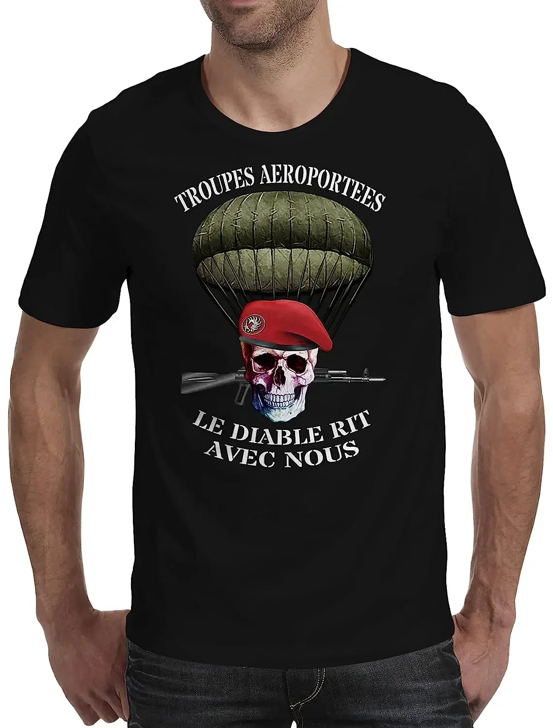 Armée Troupes Aéroportées Parachutiste French Foreign Legion T-Shirt Short Sleeve Casual Cotton O-Neck Summer T Shirt