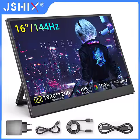 JSHIX 16 Inch Portable Monitor 144Hz 100%sRGB 1920*1200 Game Full HD IPS Second Monitor for Laptop Ps4 Switch Xbox Sub Display