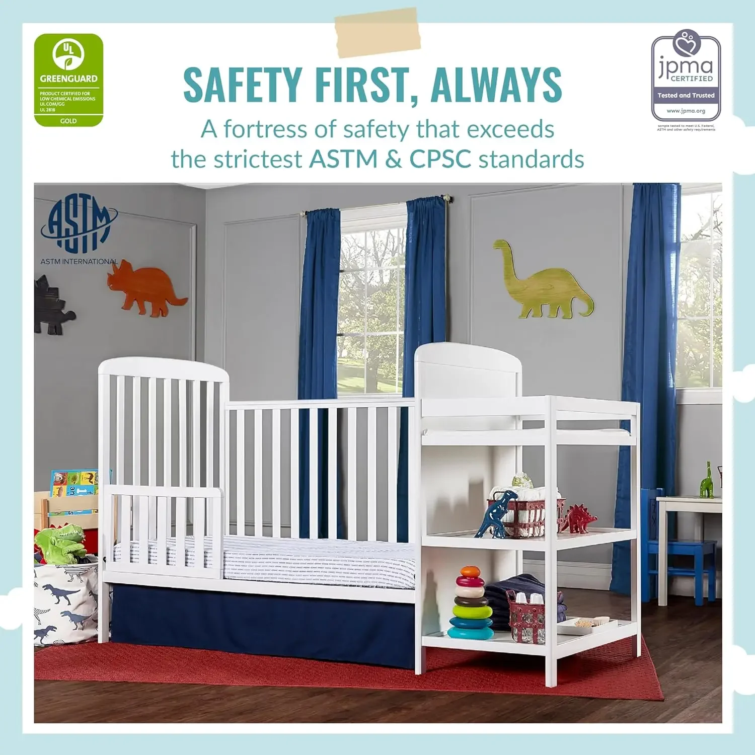 Free shippingAnna 4-In-1 Full-Size Crib And Changing Table Combo In White