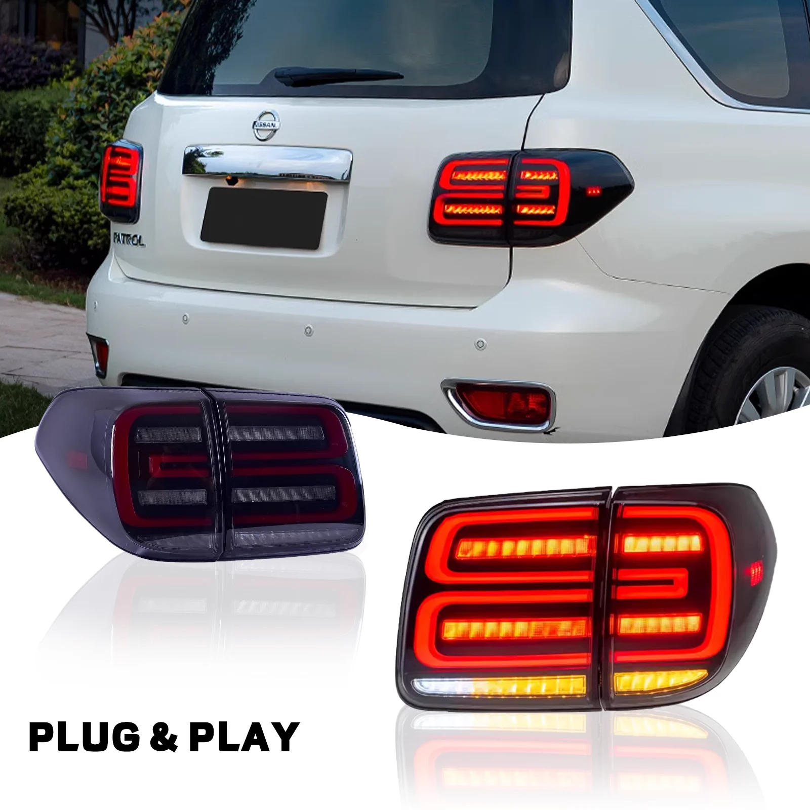 Car LED Rear Taillights for Nissan Patrol Y62 2016-2019 Animation Rear Lamps LED Taillight Assembly