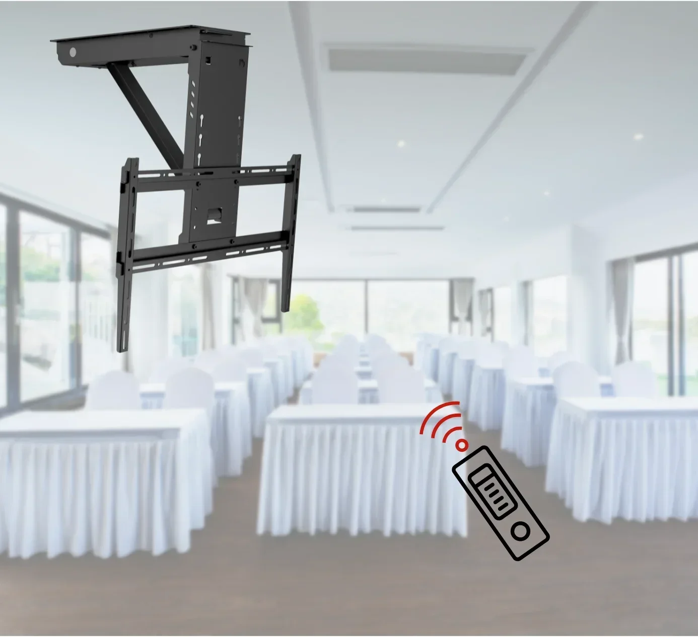 Hot SalesElectric Motorized Flip Down Tv Bracket Ceiling TV Mount Remote Control