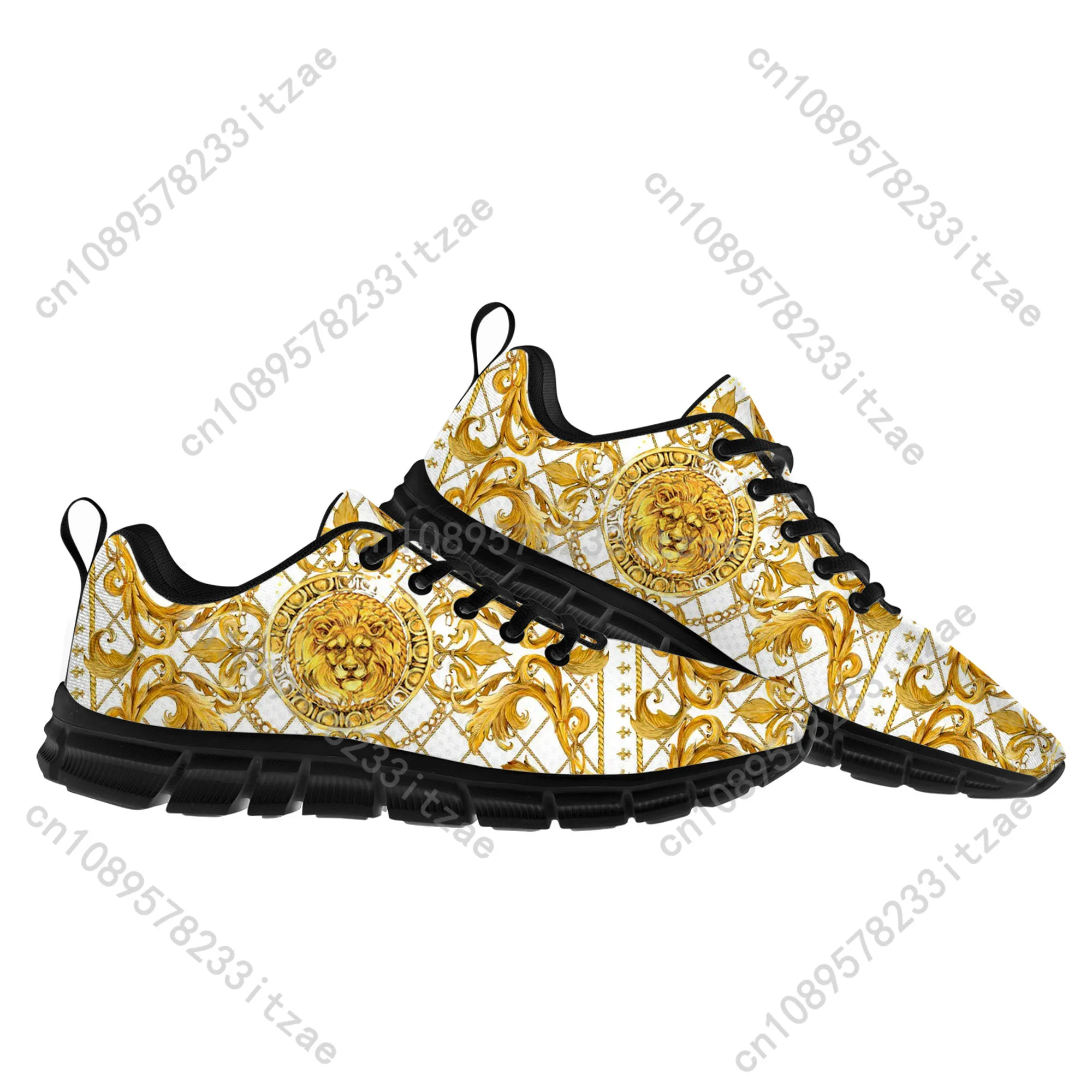 Luxury Golden Floral Prints Sports Shoes Mens Womens Teenager Kids Children Sneakers High Quality Casual Sneaker Custom Shoes