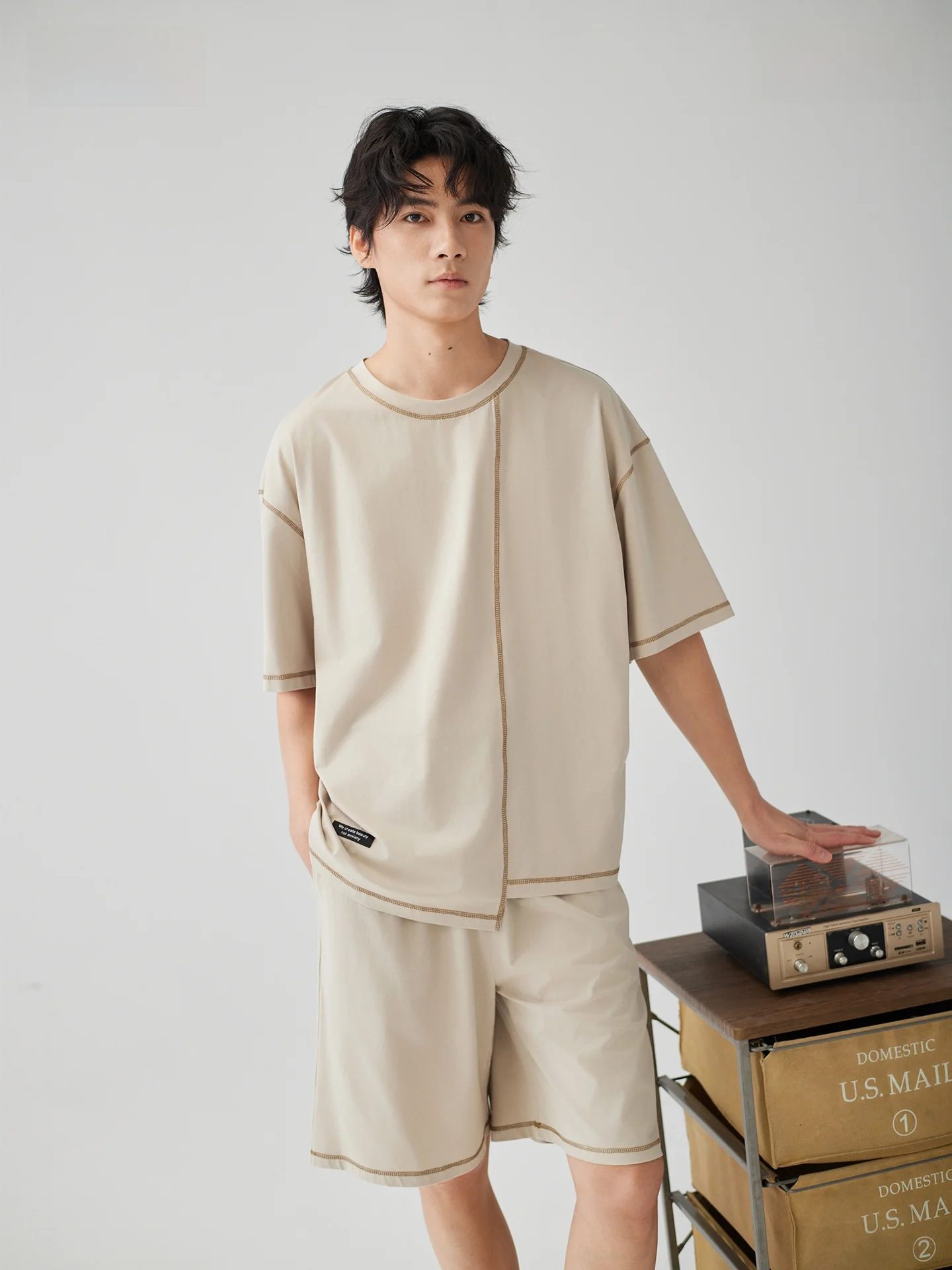 pure-cotton-summer-sleepwear-men's-casual-short-sleeve-home-clothes-set-comfortable-loose-fit-antibacterial-fungus-proof