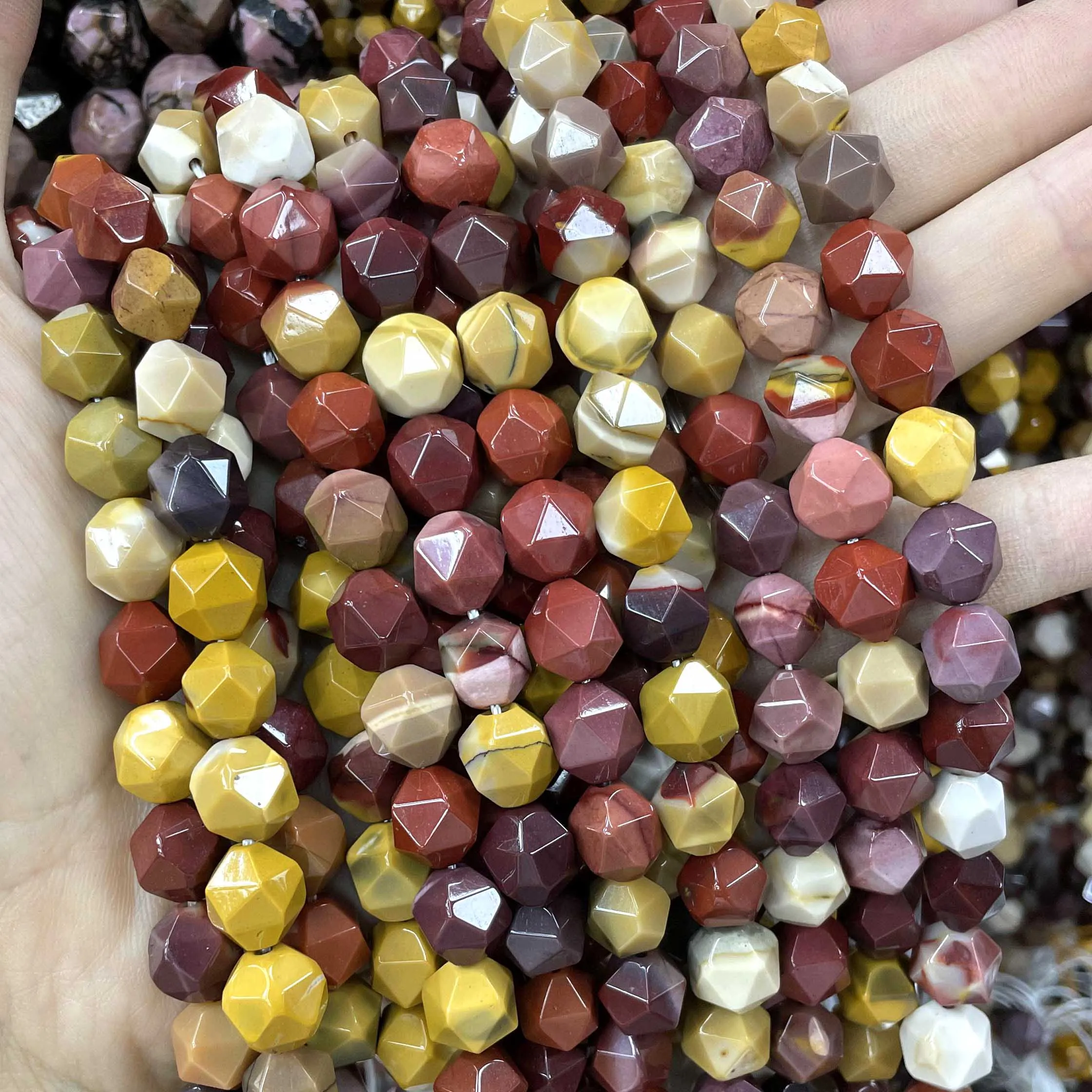 6 8 10MM Natural Faceted Stone Agates Rhodolite Quartz Jades Spacer Beads Diy Handmade Bracelet For Jewelry Making Accessories