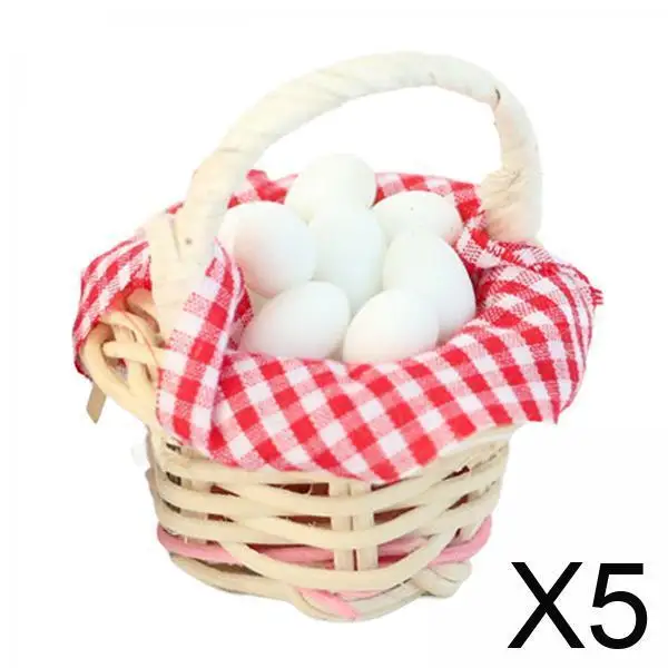 

Миниатюрные яйца для кукольного домика в корзинке из смолы, масштаб 1:12, кухонные аксессуары, набор миниатюрной еды для декора кукольного домика