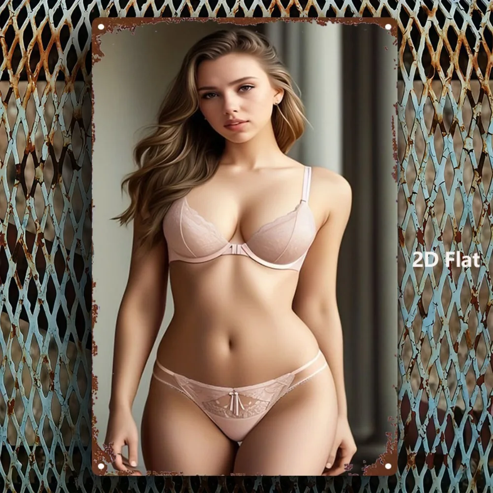 2D 1PC Sexy Lingerie Model Metal Sign 8x12 Inch Retro Wall Art for Home Bar Garage