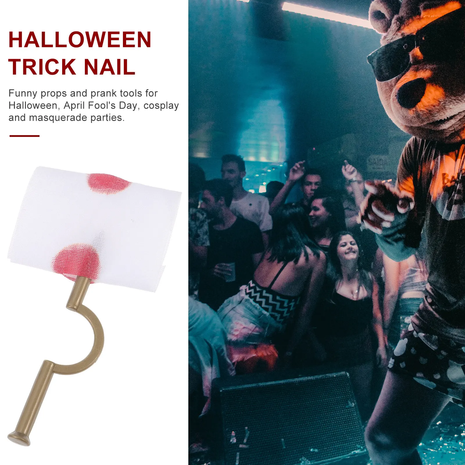 6Pcs Nail Through Finger Prank Spoof Prop Soft Lightweight Halloween Trick Prank April Fools Cosplay Masquerade Party Joke
