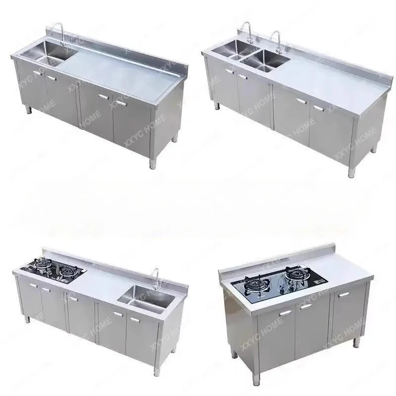 

CX Kitchen 304 stainless steel extra thick sink cabinet Sink cabinet Vegetable basin Countertop integrated cabinet