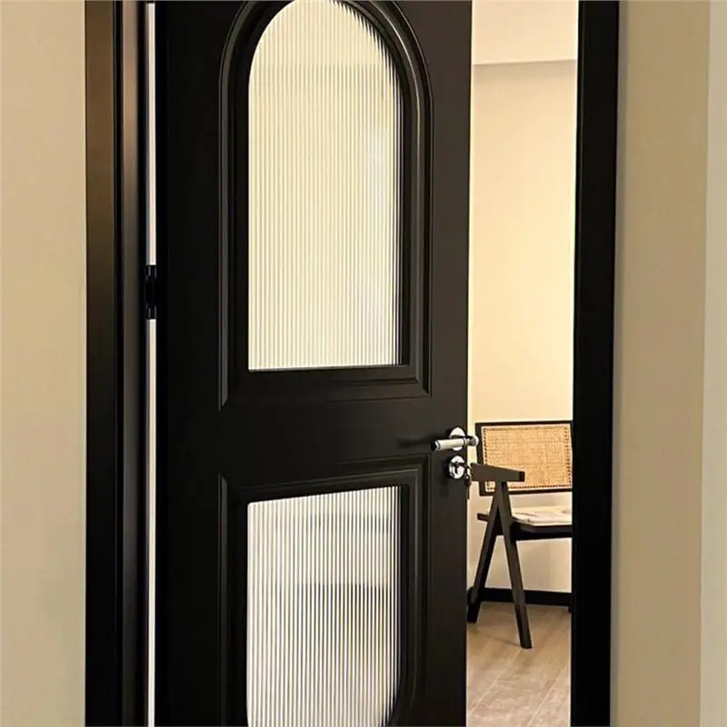 

Wooden door retro glass door bathroom same baked glass pure ultra-white Xiaohongshu style dark door