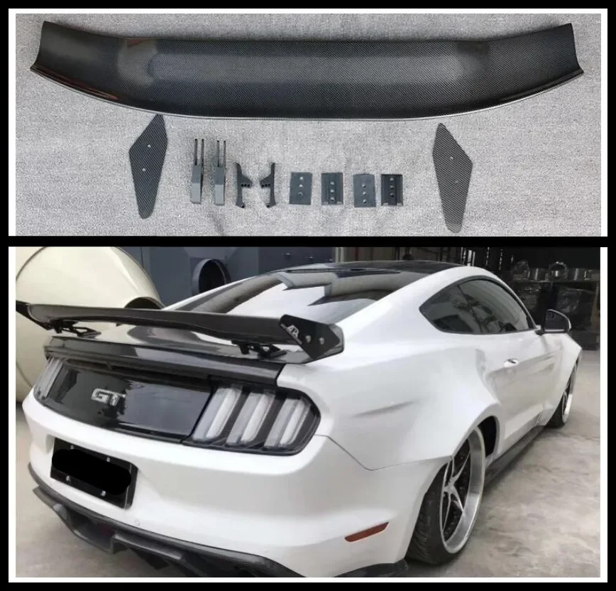 FOR Ford Mustang 2015 - 022 APR GT STYLE REAL CARBON FIBER REAR WING TRUNK LIP SPOILER Cover Body Kit