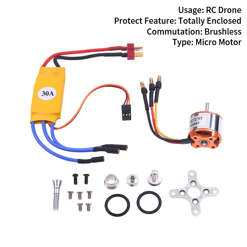 Model Aircraft Accessories Brushless Motor With 30A Brushless ESC Motor Speed Controller For RC Drone