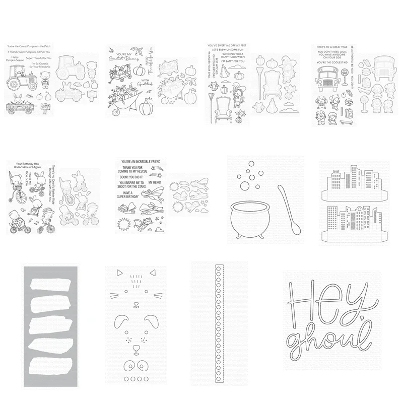 Halloween Autumn Pumpkin Cityscape Clear Stamps Cutting Dies Stencil August 2022 New Scrapbooking for Paper Making Frames Card