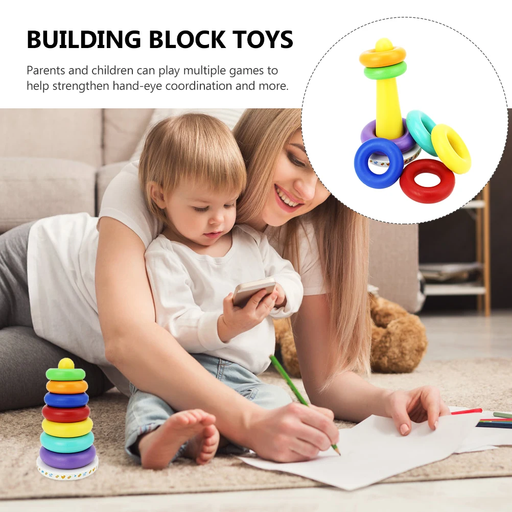 1セット1セットリングスタッキングゲーム、赤ちゃん向け教育用カラフルスタッキングブロック、子供向け音楽カラーリング、耐久性のあるプレミアム開発サイズ